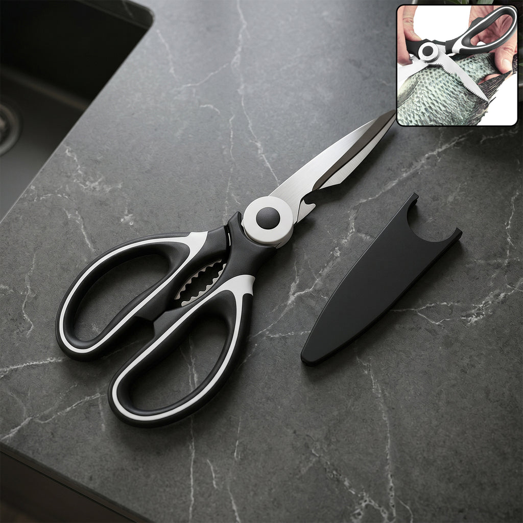 3 In 1 Multi-function Scissor Multipurpose Kitchen Scissors Steel Blades (1 Pc)
