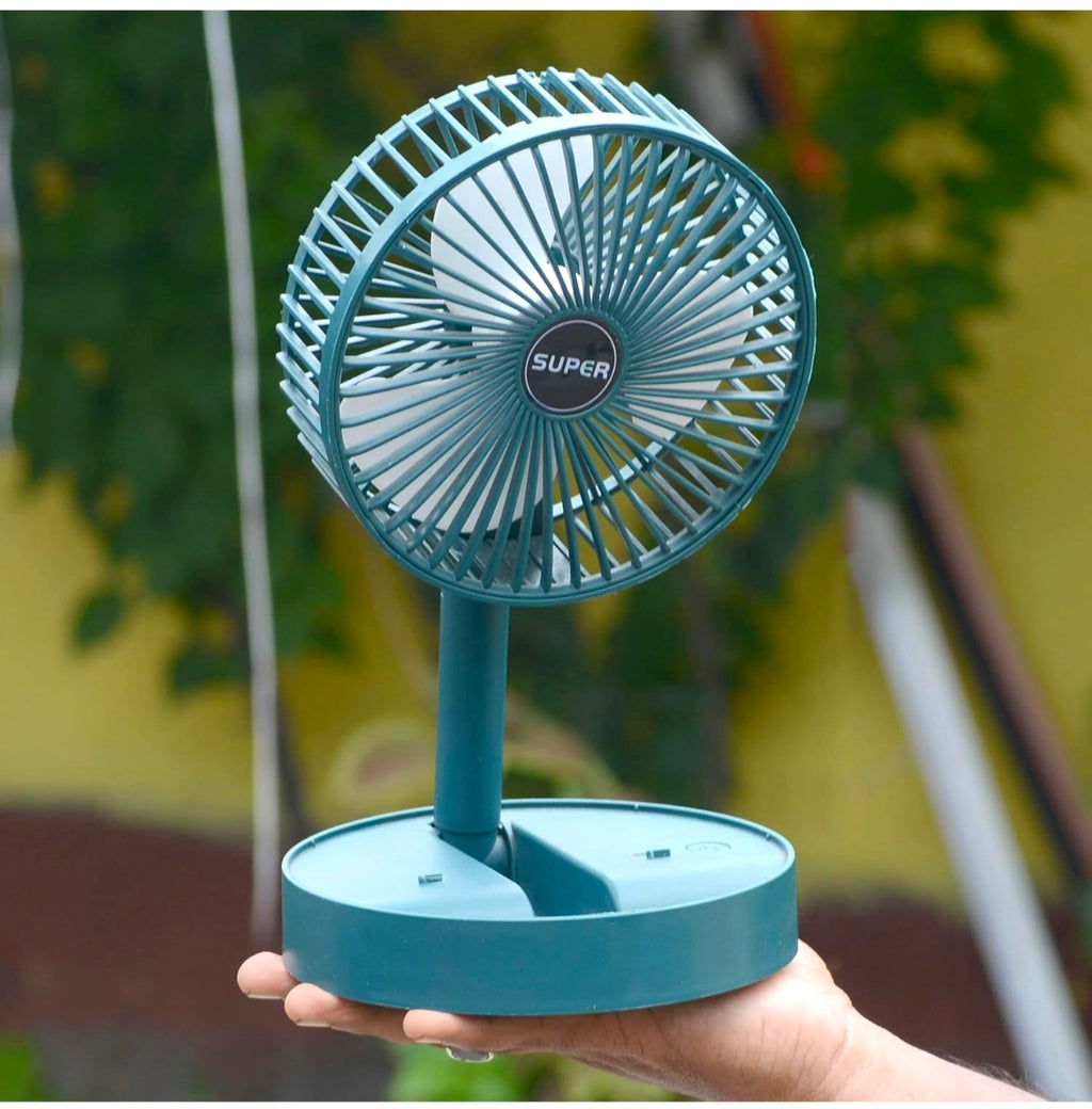 Table Fan High Speed – 2100 RPM Powerful rechargeable fan With 3 Speed Airflow | Noiseless portable fan for home,office,Kitchen| 1800 mAh charging battery fan for Desk