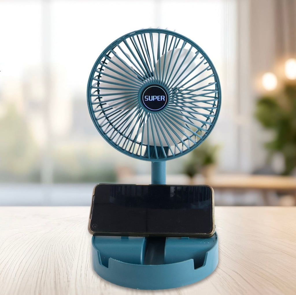 Table Fan High Speed – 2100 RPM Powerful rechargeable fan With 3 Speed Airflow | Noiseless portable fan for home,office,Kitchen| 1800 mAh charging battery fan for Desk